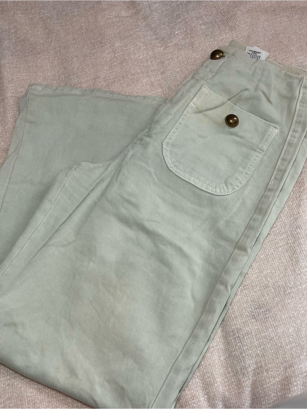 Zara Woman Mint Green Wide-Leg Jeans Front Patch pockets size 2 100% cotton - Picture 8 of 12